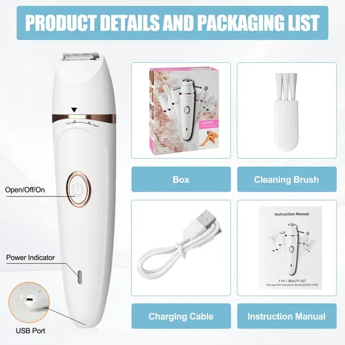 Depiladora Facial Eléctrica Recargable Blanca Para Mujeres