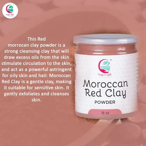 Polvo De Arcilla Roja Marroquí 16 Oz Mascarilla Facial Pura