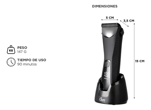 Maquina De Afeitar Care By Gadnic T8000 5000 RPM Base Recargable Display LED USB 90 Min Ceramica