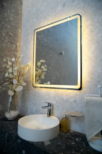Espejo Cuadrado 60cm Luz Led Y Desempañador Alta Calidad
