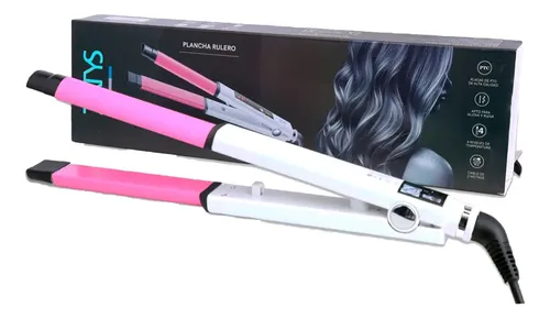 Plancha Rulero Zatys Wavy Glam 2 En 1 Blanco/Rosa 210°C PTC