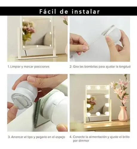 M Luces Para Espejo Tocador Maquillaje 10 Led Bombillas