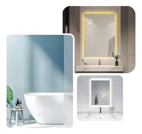 Espejo Led 70x50cm Botón Frontal Luz Led Vertical **outlet**
