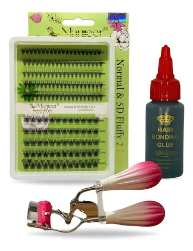 Kit Pestañas Postizas 20p Mix 9-14 Adhesivo Latex Arqueador