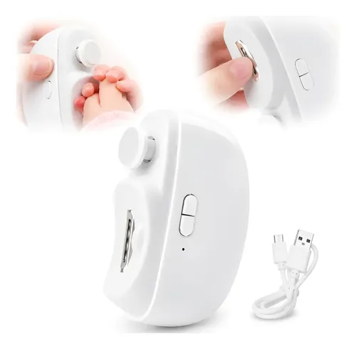 Cortador Eléctrico Recargable De Cutículas Con Cable Usb Blanco