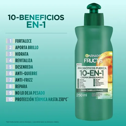 Crema Para Peinar Fructis Probióticos Fuerza 10 En 1 250ml