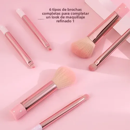 Brochas Maquillaje Largas Mini Juego 6pzas Sombra Rubor Suav