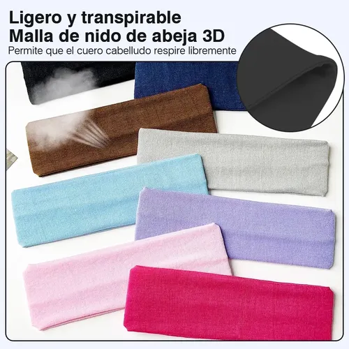 8 Cintas Cabello Elástic Tejido Mixto Deport Yoga Multicolor