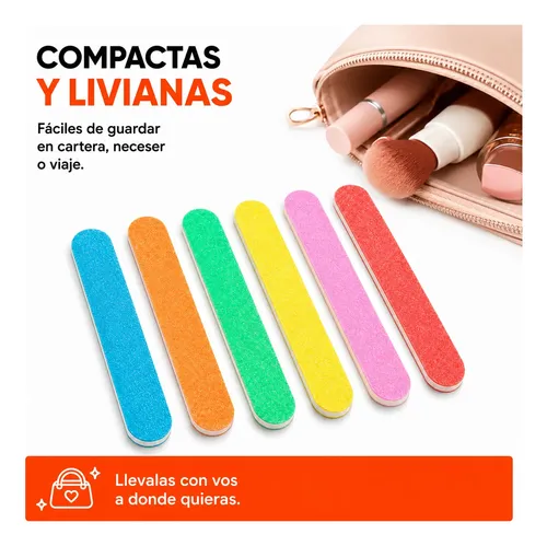 Set X 6 Limas Ultra Fina Para Manicuria Varios Colores