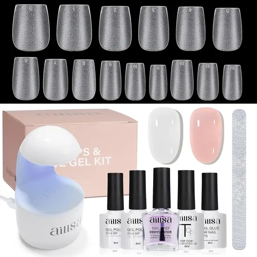 Kit Uñas Gel 240 Piezas Tips Blancos C/ Lámpara Led Uv