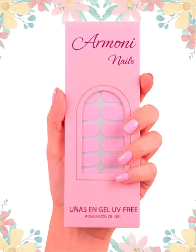 Stickers De Uñas Gel X22 Adhesivas Con Diseño Sin Lámpara Uv
