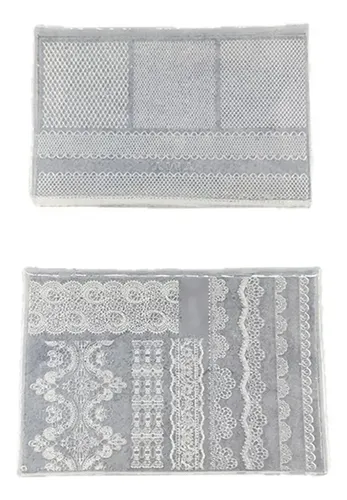 Pack Of 2 Lace Embossing Europe Nails Art Molds Silicone