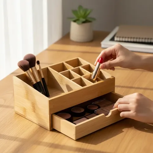 Organizador Bambu Ideal Maquillaje Escritorio