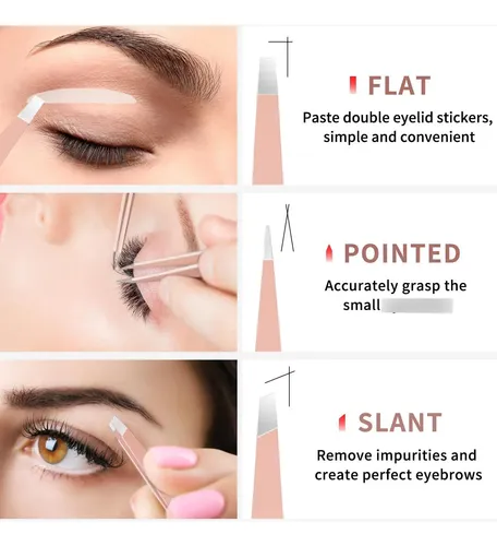 Juego De Pinzas Para Cejas Acero Inoxidable Kit Precisión Ro