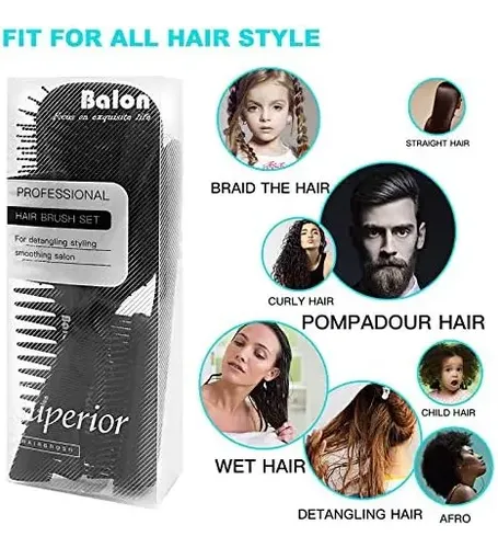 Juego De 4 Cepillos Para El Cabello Con Paleta Antiestáticos Negro.