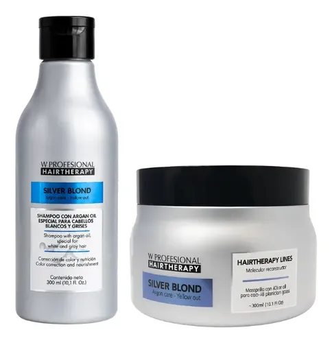 Kit Shampoo + Máscara Platino Argán Silver 300ml Hairtherapy