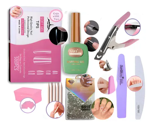 Kit Tips Soft Gel Caja X500u, Paris Night ,kapping Gel Uñas