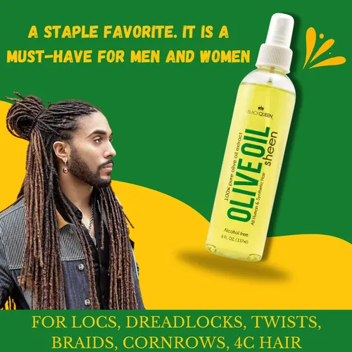 Spray De Brillo Para El Cabello Black Queen, Aceite De Oliva