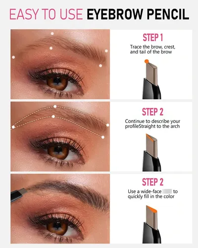 Lápices De Cejas Marrón Impermeable Para Mujer Con Cepillo