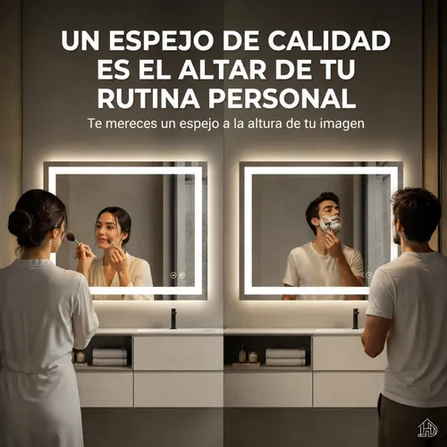 Espejo Luz Led 50×70 Rectangular Desempaña Baño Reversible