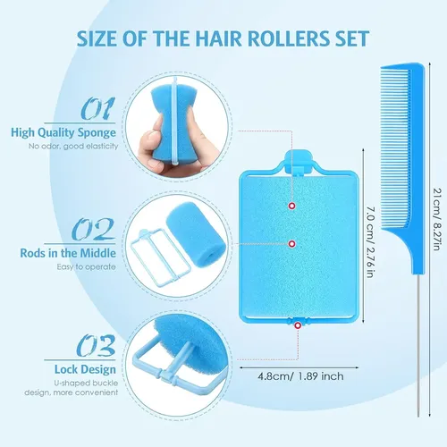 Rulos De Espuma Grandes Azules 12 Pcs Para Peinar