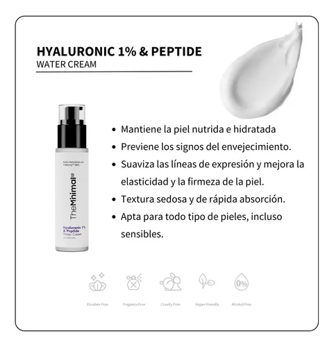 Crema Hidratante Hialurónico 1% The Minimal Co 50gr Skincare Momento de aplicación Día/Noche Tipo de piel Todo tipo de piel