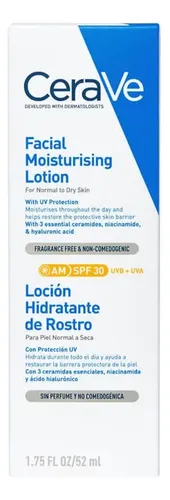 Cerave Loción Hidratante De Rostro Fps30 Piel Normal A Seca