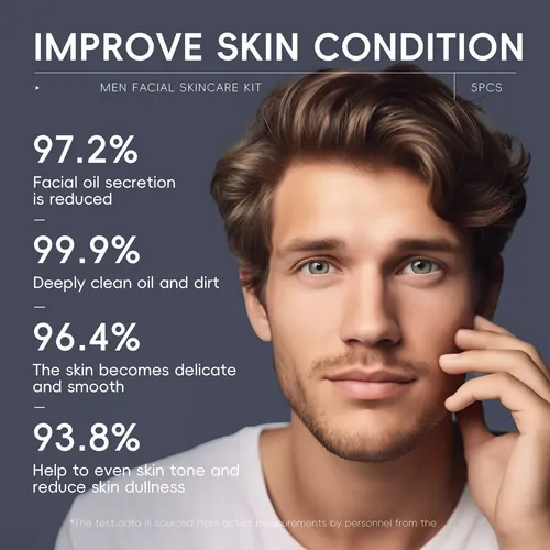 /set De 5 Piezas Para Hombre, Exfoliante, Limpiador Y Crema