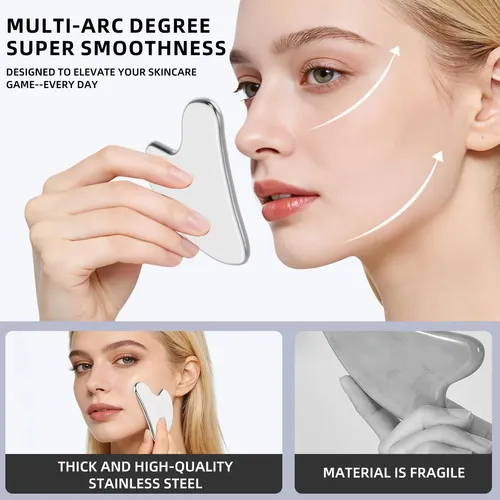 Guasha Facial Metal Para Rostro Y Cuerpo Con Estuche