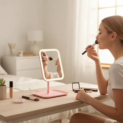 Espejo Maquillaje Led Con Luz Y Organizador Mesa Usb