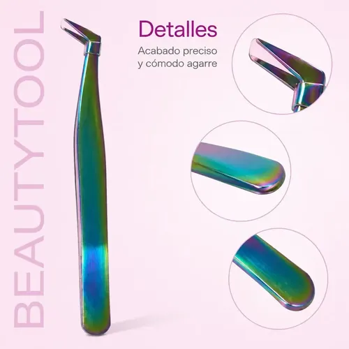 Pinza Pestañas Cejas Acero Inoxidable Punta Curvada