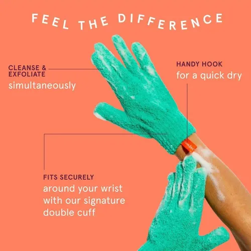Guantes Exfoliantes Cleanlogic 3 Pares Coral/esmeralda