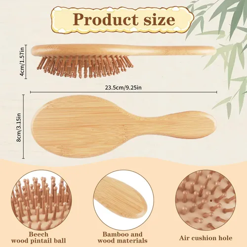 Set De Cepillos De Cabello Svrsd 8 Pzas Bambú Antiestático M