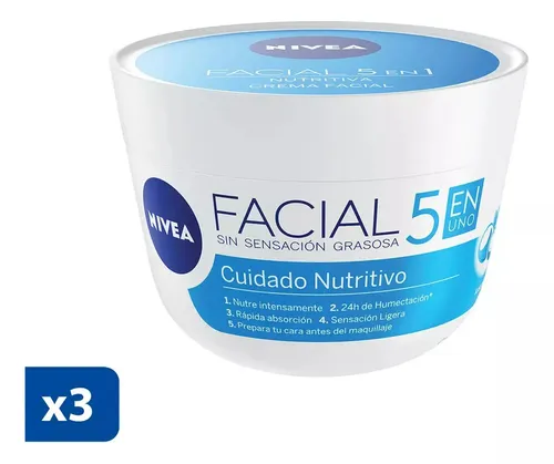 Nivea Crema Facial Cuidado Nutritiva X 100ml X3