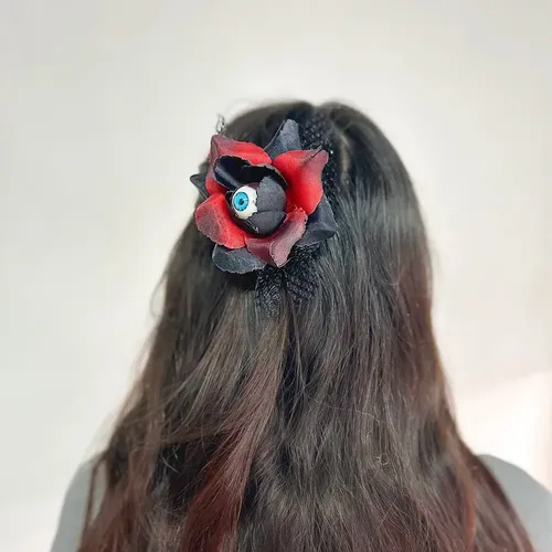 Hebilla Broche De Pelo Flor Y Ojo Disfraz Terror Halloween