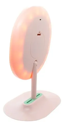 Espejo Ovalado Jessamy Rosa Con Luz Para Maquillaje Usb