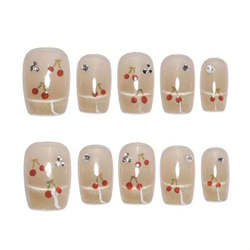 Uñas Prensadas Con Purpurina Nude Con Diamantes De Imitación