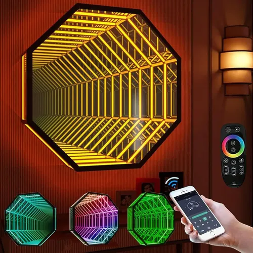 Lámpara Led Túnel Espejo Infinito Multicolor Con Control
