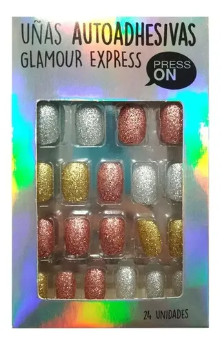 Uñas Press On Autoadhesivas Cobre Glitter Thelma&louise