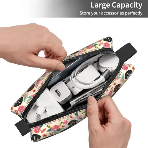 Bolso De Maquillaje Yishow Floral Con Diseño De Dachshund Pa