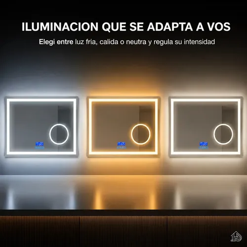 Espejo Moderno Bluetooth Luz Led Desempañador Baño 50×70 Espejo