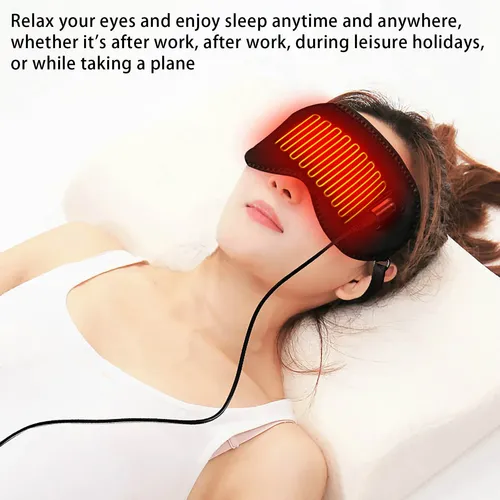 Antifaz De Ojos Con Compresión Caliente, Eléctrico, Negro Black