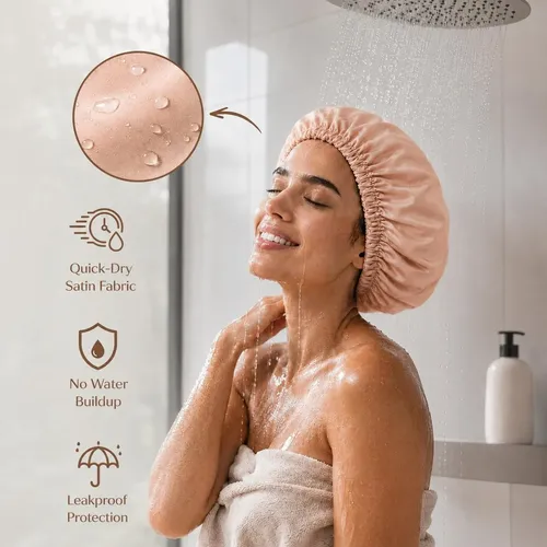 Gorro De Baño Impermeable Satén Grande Para Rulos