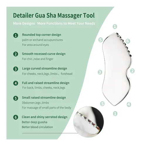 Set De Herramientas Faciales Gua Sha Lemeeoly De Acero Inoxi