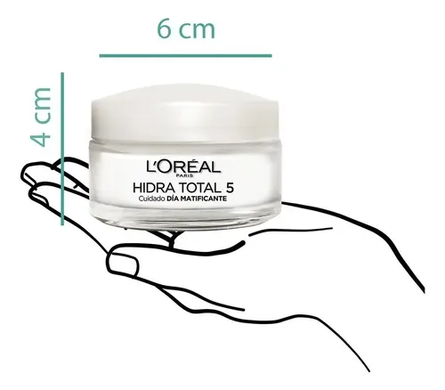 Crema Hidratante Matificante L’Oréal Paris Hidra-Total 5 día para todo tipo de piel de 50mL/48.5g 30+ años
