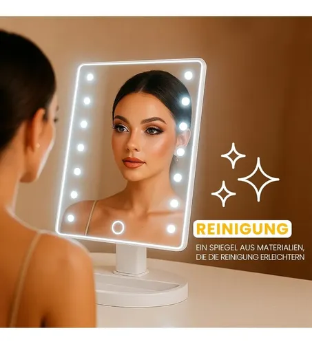 Espejo Led De Maquillaje Lateral Portátil Usb Blanco