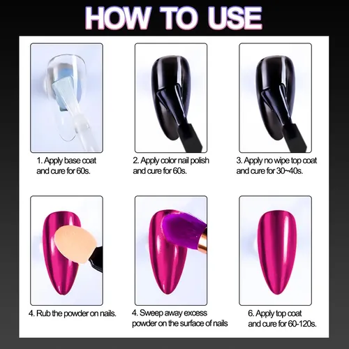 Kit 36 Polvos Efecto Espejo Para Uñas Con 18 Aplicadores