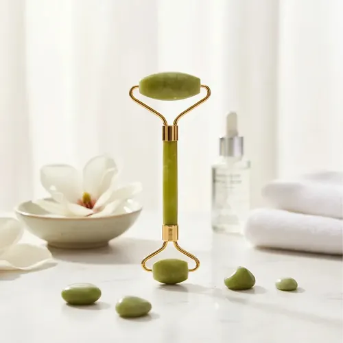 Jade Roller Masajeador Facial Y Piedra Gua Sha Original Set
