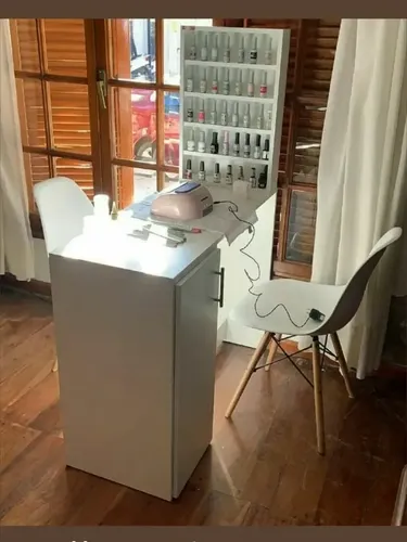 Mesa Manicura Con Porta Esmaltes Mas Apoya Manos Manicuria Blanco Liso
