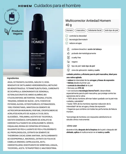 Set De Crema Antiedad Tratamientos Para Hombre Homem Natura